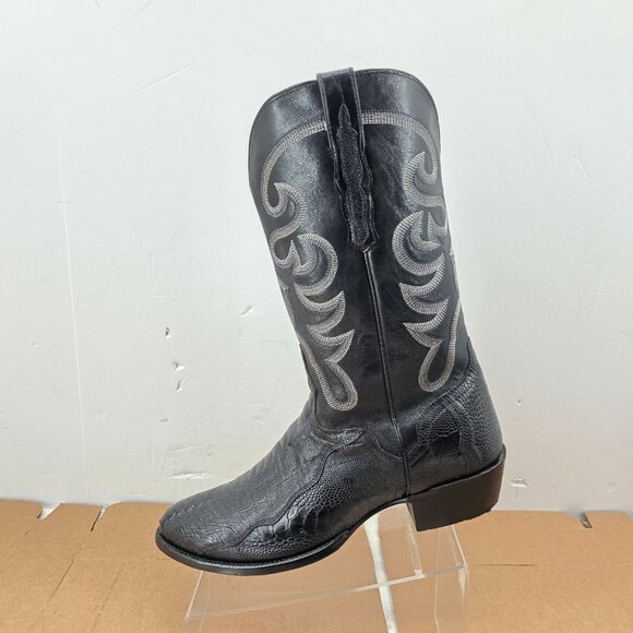 EL DORADO ED 2203 MEN'S HANDMADE BLACK OSTRICH LEG WESTERN BOOTS MEDIUM TOE 13 D - Picture 5 of 13